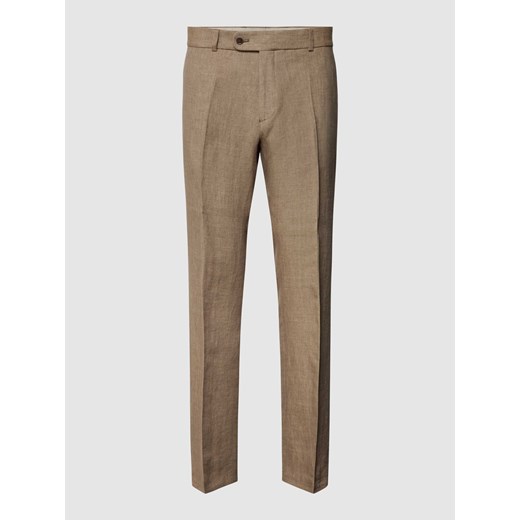 Spodnie do garnituru o kroju slim fit z lnu w kant model ‘Tomte’ ze sklepu Peek&Cloppenburg  w kategorii Spodnie męskie - zdjęcie 169221631
