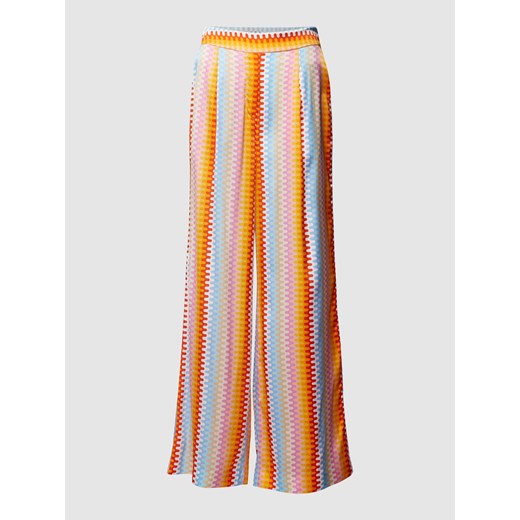 Spodnie materiałowe z szerokimi nogawkami i wzorem na całej powierzchni ze sklepu Peek&Cloppenburg  w kategorii Spodnie damskie - zdjęcie 169222342