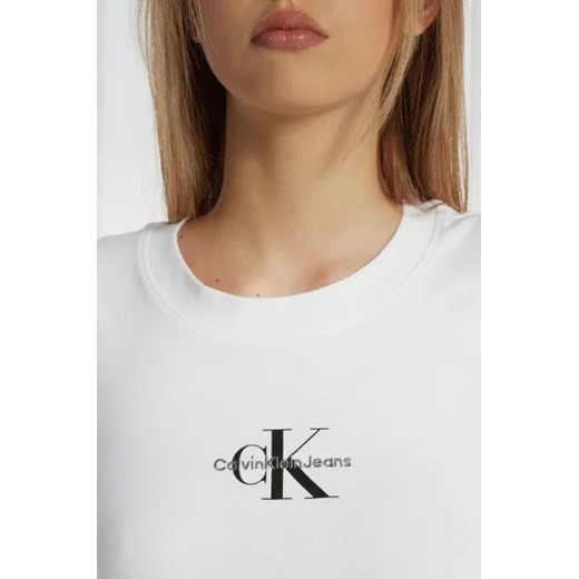Bluzka damska Calvin Klein z napisami z okrągłym dekoltem na lato z krótkim rękawem 