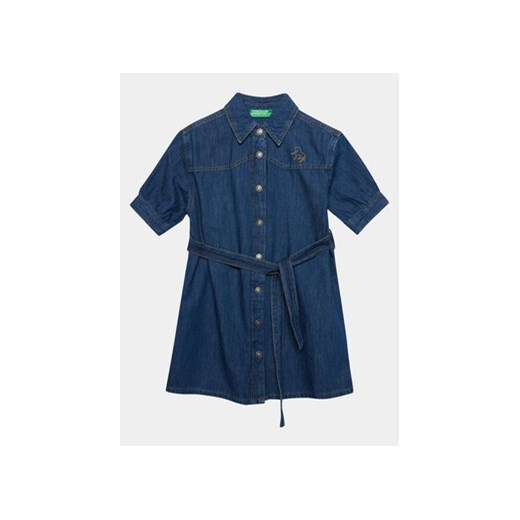 United Colors Of Benetton Sukienka jeansowa 4AD6CV025 Niebieski Regular Fit ze sklepu MODIVO w kategorii Sukienki dziewczęce - zdjęcie 169231490