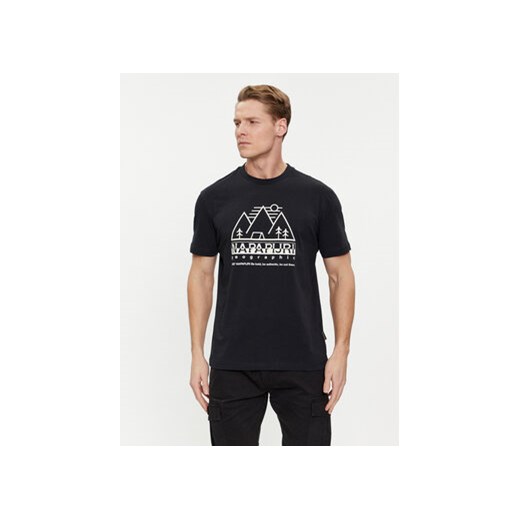 Napapijri T-Shirt S-Faber NP0A4HQE Czarny Regular Fit ze sklepu MODIVO w kategorii T-shirty męskie - zdjęcie 169231644