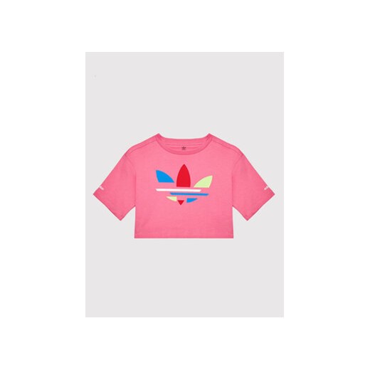adidas T-Shirt Crop Top adicolor H32350 Różowy Loose Fit 14_15Y okazja MODIVO