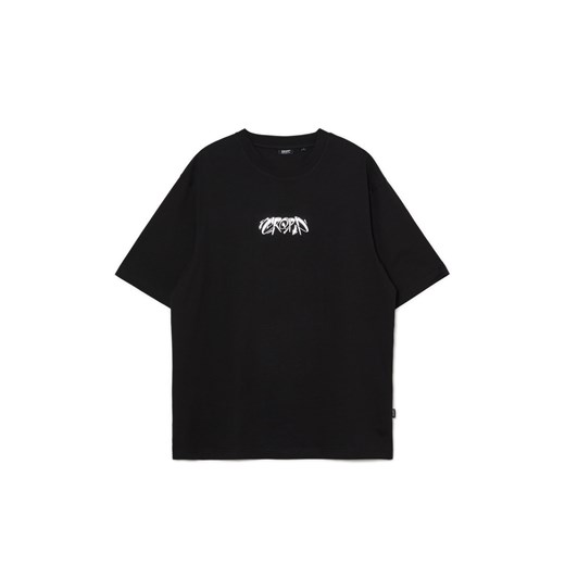 Cropp - Czarny T-shirt ze srebrnym nadrukiem - czarny ze sklepu Cropp w kategorii T-shirty męskie - zdjęcie 169234712