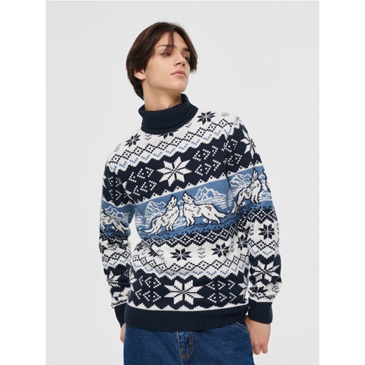 Żakardowy sweter z golfem House M wyprzedaż House