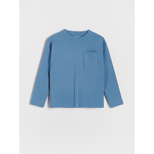 T-shirt chłopięce niebieski Reserved z dzianiny z długimi rękawami 
