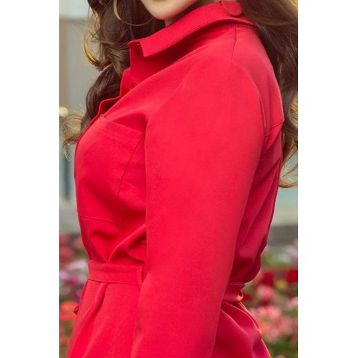 Sukienka IVET szmizjerka z długimi rękawami z paskiem mini 