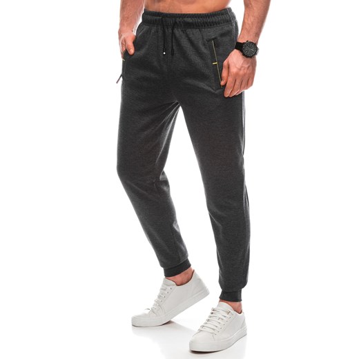 Spodnie męskie dresowe 1460P - grafitowe ze sklepu Edoti w kategorii Spodnie męskie - zdjęcie 169238004