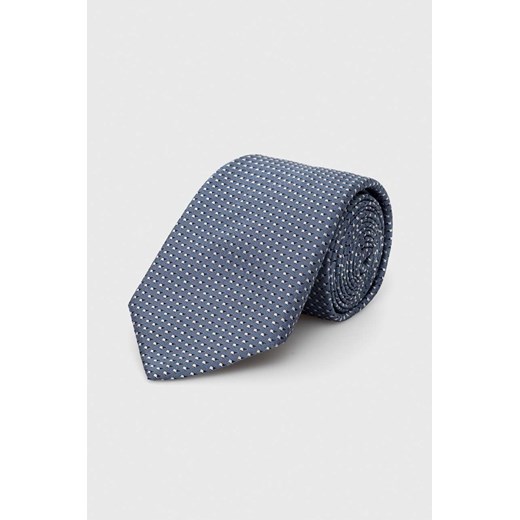 BOSS krawat jedwabny kolor niebieski 50512551 ze sklepu ANSWEAR.com w kategorii Krawaty - zdjęcie 169238773