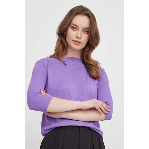 Sisley t-shirt damski kolor fioletowy ze sklepu ANSWEAR.com w kategorii Bluzki damskie - zdjęcie 169238990