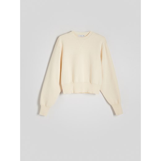 Reserved - Gładki sweter - złamana biel ze sklepu Reserved w kategorii Swetry damskie - zdjęcie 169241693