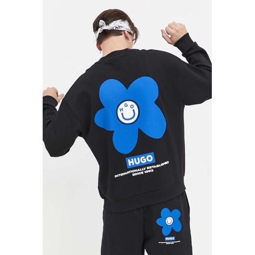 Hugo Blue bluza bawełniana męska kolor czarny z nadrukiem Hugo Blue L ANSWEAR.com