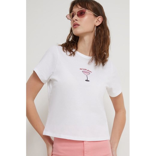 Abercrombie &amp; Fitch t-shirt bawełniany damski kolor biały ze sklepu ANSWEAR.com w kategorii Bluzki damskie - zdjęcie 169243531