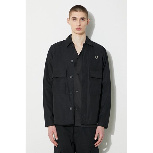 Fred Perry kurtka Utility Overshirt męska kolor czarny przejściowa oversize M6572.102 ze sklepu PRM w kategorii Kurtki męskie - zdjęcie 169246821