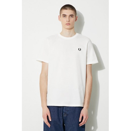 Fred Perry t-shirt bawełniany Crew Neck T-Shirt męski kolor biały z aplikacją M1600.129 ze sklepu PRM w kategorii T-shirty męskie - zdjęcie 169246953