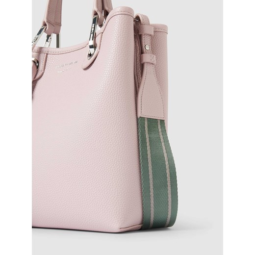 Shopper bag Emporio Armani duża matowa wakacyjna z kolorowym paskiem 