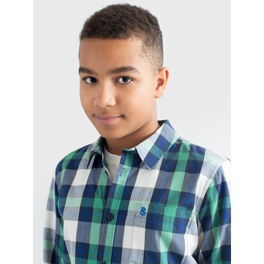 Koszula chłopięca bawełniana w kratę zielona Edwin 301 146 Big Star