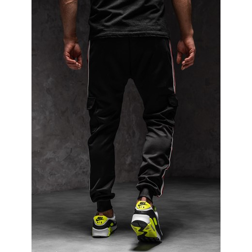 Czarne joggery dresowe bojówki spodnie męskie Denley YLB88018A1 XL wyprzedaż Denley