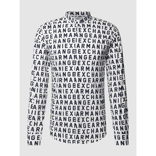 Koszula casualowa o kroju slim fit ze wzorem z logo na całej powierzchni model Armani Exchange S Peek&Cloppenburg 
