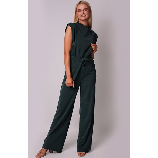 Zielony kombinezon z szerokimi nogawkami i wiązaniem w talii PA575, Kolor S Primodo