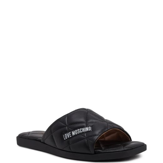 Klapki damskie Love Moschino bez zapięcia ze skóry