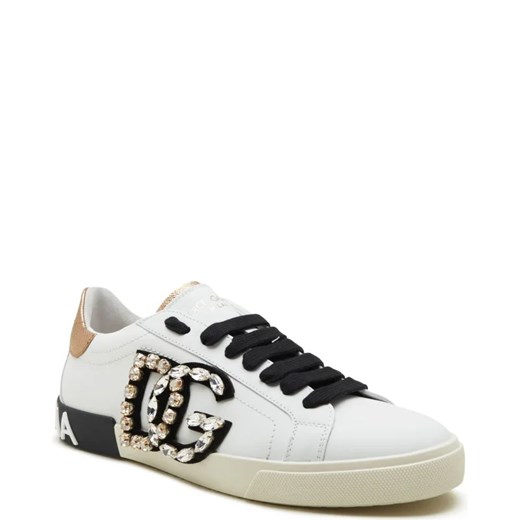 Białe trampki damskie Dolce & Gabbana sznurowane płaskie sportowe