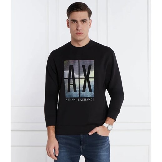 Armani Exchange bluza męska z napisem czarna w stylu młodzieżowym 