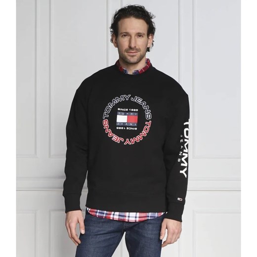 Bluza męska Tommy Jeans z napisami czarna w stylu młodzieżowym
