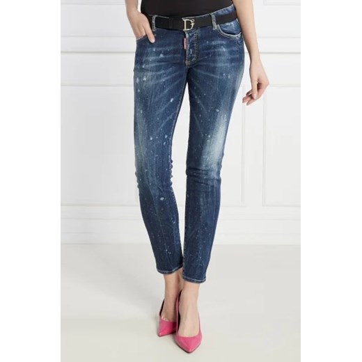 Granatowe jeansy damskie Dsquared2 casual z bawełny 