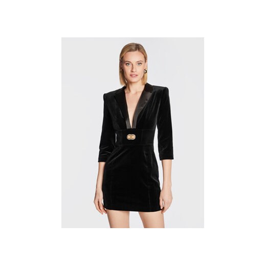 Elisabetta Franchi Sukienka koktajlowa AB-226-27E2-V640 Czarny Slim Fit ze sklepu MODIVO w kategorii Sukienki - zdjęcie 169283893