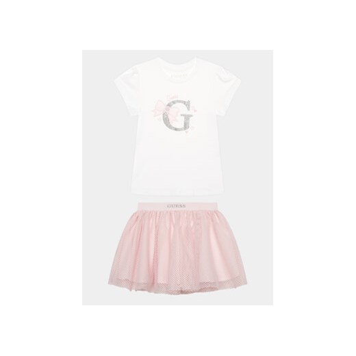 Guess Komplet t-shirt i spódniczka K4RG05 K6YW0 Biały Regular Fit ze sklepu MODIVO w kategorii Komplety dziewczęce - zdjęcie 169284514