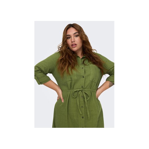 ONLY Carmakoma Sukienka koszulowa 15281039 Zielony Relaxed Fit ze sklepu MODIVO w kategorii Sukienki - zdjęcie 169284891