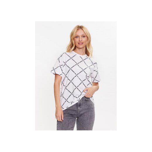 KARL LAGERFELD T-Shirt Diamond Logo 230W1707 Biały Relaxed Fit ze sklepu MODIVO w kategorii Bluzki damskie - zdjęcie 169285143
