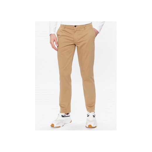 Boss Spodnie materiałowe 50470813 Beżowy Slim Fit ze sklepu MODIVO w kategorii Spodnie męskie - zdjęcie 169286301