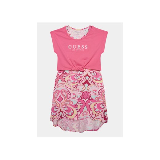 Guess Sukienka codzienna J4GK13 K6YW3 Różowy Regular Fit ze sklepu MODIVO w kategorii Sukienki dziewczęce - zdjęcie 169287154