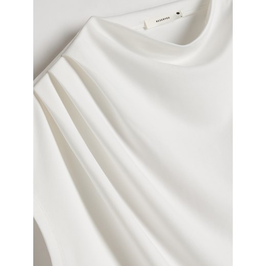 Reserved bluzka damska z wiskozy biała z krótkim rękawem 