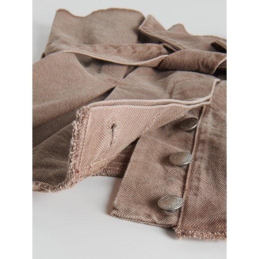 Bluzka damska brązowa Reserved z okrągłym dekoltem z długim rękawem 