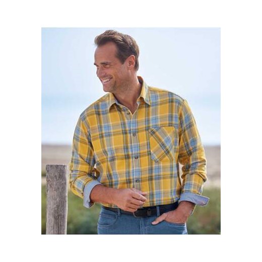 Żółta, flanelowa koszula w kratę ze sklepu Atlas For Men w kategorii Koszule męskie - zdjęcie 169294384