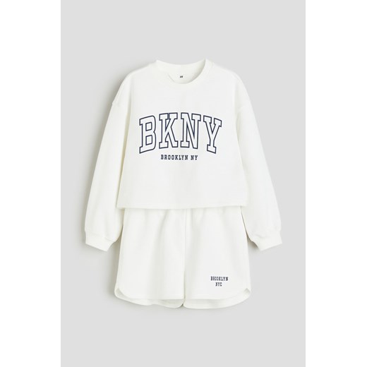 H & M - Dresowy komplet 2-częściowy - Biały H & M 164 (13-14Y) H&M