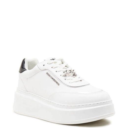 Karl Lagerfeld buty sportowe damskie sneakersy białe sznurowane na platformie skórzane 