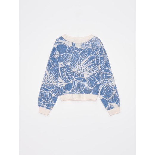 Mohito - Niebieski sweter z kwiatowym motywem - niebieski ze sklepu Mohito w kategorii Swetry damskie - zdjęcie 169313102