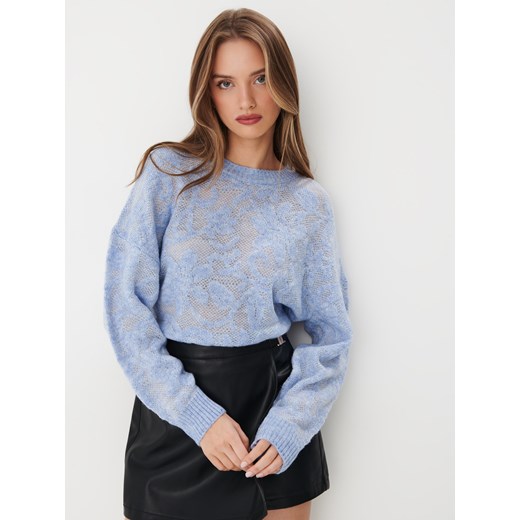 Mohito - Dzianinowy sweter - błękitny ze sklepu Mohito w kategorii Swetry damskie - zdjęcie 169313552