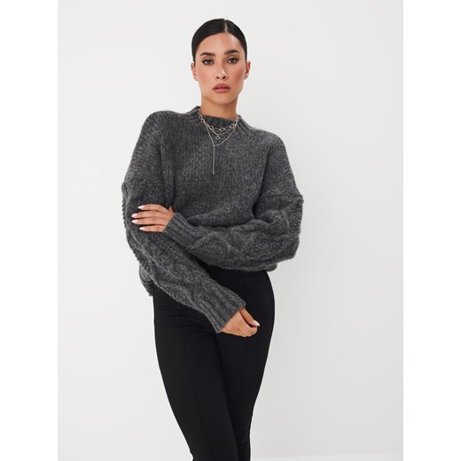 Mohito - Szary sweter z ozdobnym splotem - szary ze sklepu Mohito w kategorii Swetry damskie - zdjęcie 169314683