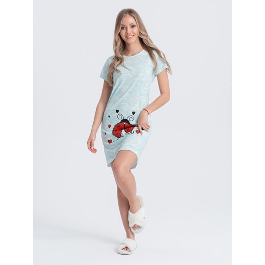Piżama damska koszula nocna 258ULR - miętowa ze sklepu Edoti w kategorii Piżamy damskie - zdjęcie 169315732
