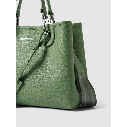 Shopper bag Emporio Armani ze skóry ekologicznej duża wakacyjna na ramię bez dodatków 