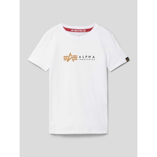 T-shirt chłopięce Alpha Industries biały z bawełny 