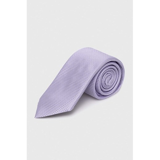 BOSS krawat jedwabny kolor fioletowy 50512631 ze sklepu ANSWEAR.com w kategorii Krawaty - zdjęcie 169318662