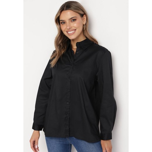 Czarna Klasyczna Koszula z Bawełny Oversize Heriadie ze sklepu Born2be Odzież w kategorii Koszule damskie - zdjęcie 169322743