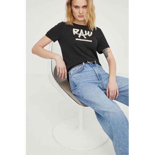 G-Star Raw t-shirt bawełniany damski kolor czarny ze sklepu ANSWEAR.com w kategorii Bluzki damskie - zdjęcie 169325970