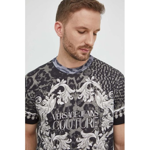 Wielokolorowy t-shirt męski Versace Jeans z krótkim rękawem młodzieżowy wiosenny 