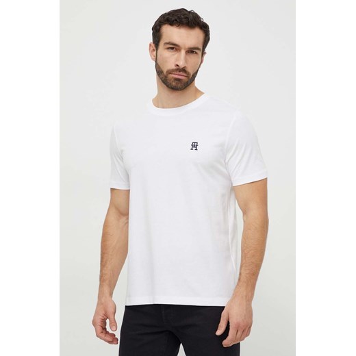 Tommy Hilfiger t-shirt bawełniany męski kolor biały z aplikacją MW0MW33987 ze sklepu ANSWEAR.com w kategorii T-shirty męskie - zdjęcie 169329183